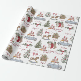 Weihnachtsbaum, Lebkuchen und Auto Geschenkpapier