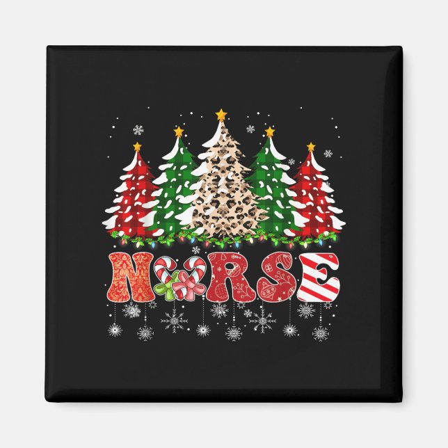 Weihnachtsbaum Leopard Buffalo Kariert Red Gre Magnet (Vorne)