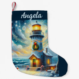 Weihnachtsbaum Leuchtturm Nautical Coastal Blue Kleiner Weihnachtsstrumpf