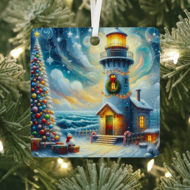 Weihnachtsbaum Leuchtturm Nautical Coastal Blue Ornament Aus Metall (InSitu)