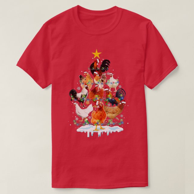 Weihnachtsbaum-Lichter Funny Chicken Lover T-Shirt (Design vorne)