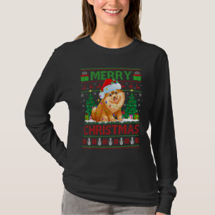 Weihnachtsbaum Lichter hässlicher Santa Pomeranian T-Shirt
