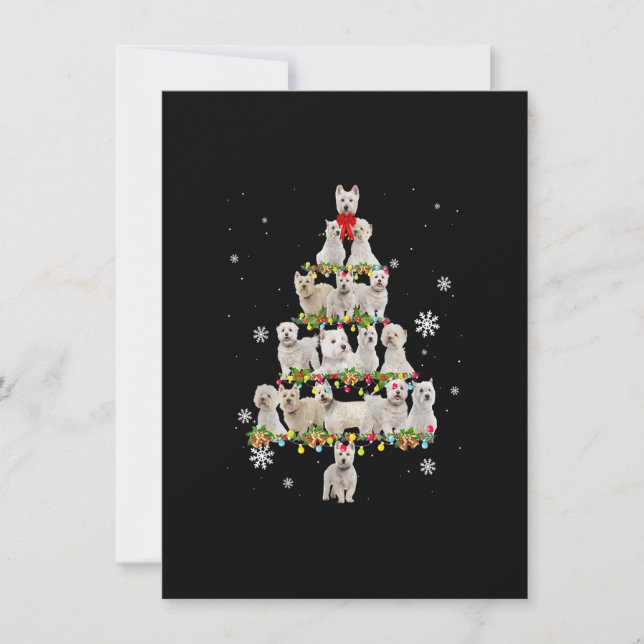 Weihnachtsbaum-Lichter Hunde liebt Weihnachten Einladung (Vorderseite)