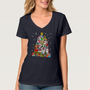 Weihnachtsbaum Lichter Pitbull Hund Lover Xmas Paj T-Shirt