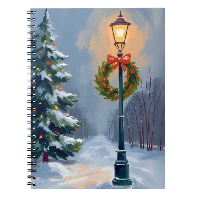 Weihnachtsbaum-Lichtmast-Kranz Notizblock (Vorderseite)