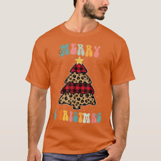 Weihnachtsbaum Light Xmas Retro Groovy Leopard Buf T-Shirt