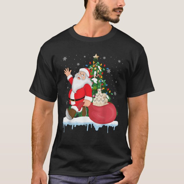 Weihnachtsbaum Lights Alpaca Tier T-Shirt (Vorderseite)
