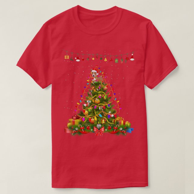 Weihnachtsbaum Lights Basenji Dog Geschenk Lover T T-Shirt (Design vorne)