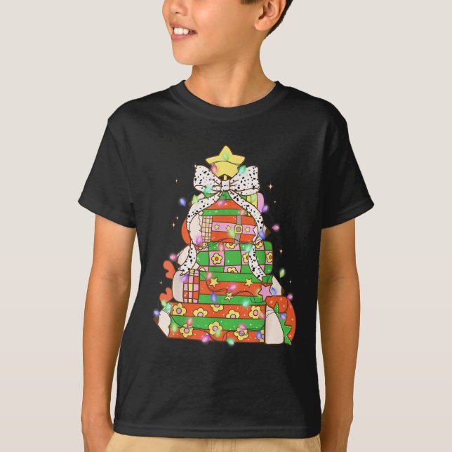 Weihnachtsbaum Lights Coquette Bow Lehrer T-Shirt (Vorderseite)