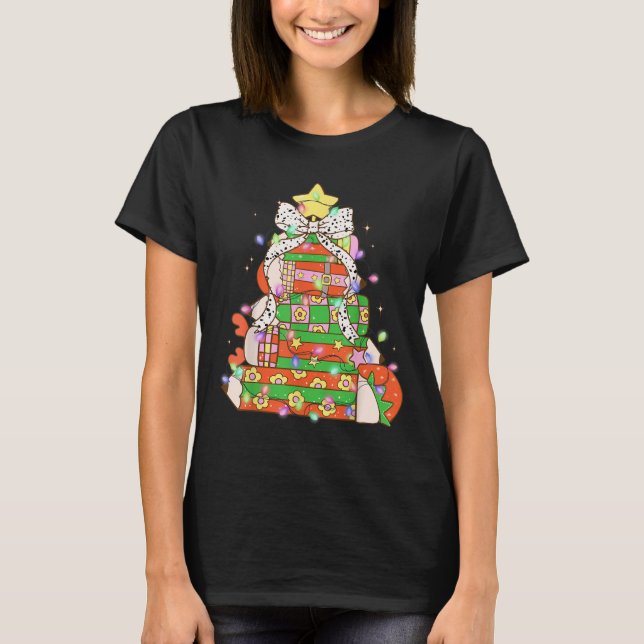 Weihnachtsbaum Lights Coquette Bow Lehrer T-Shirt (Vorderseite)