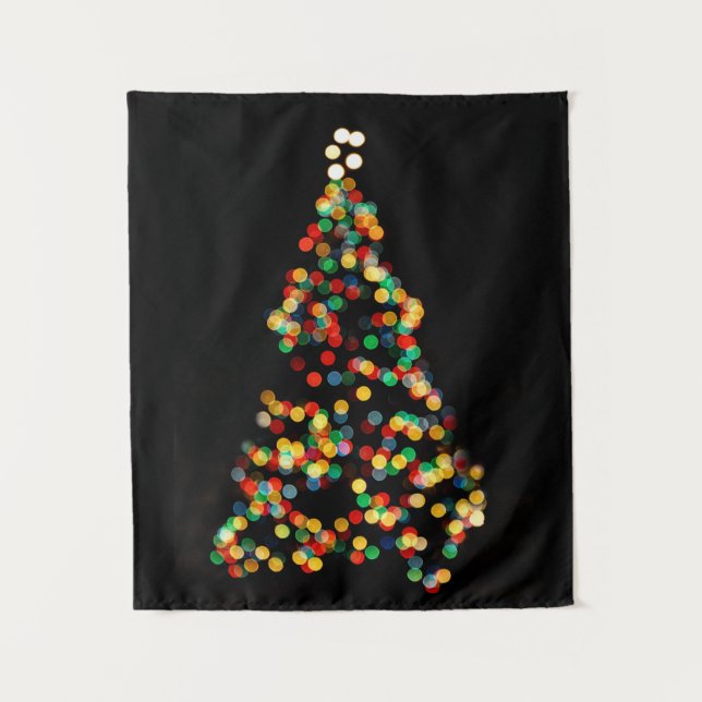 Weihnachtsbaum Lights Nachtzeit Bokeh Wandteppich (Vorderseite)