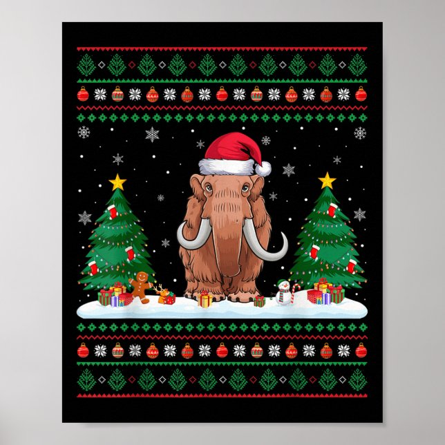 Weihnachtsbaum Lights Wooly Mammoth Santa Ugly Xm Poster (Vorne)