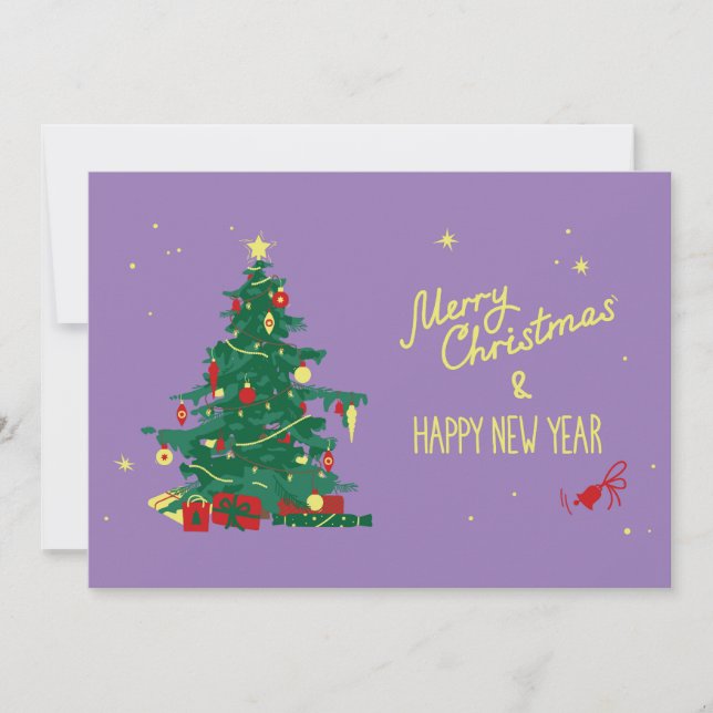 Weihnachtsbaum, lila Hintergrund. Ankündigung (Vorderseite)