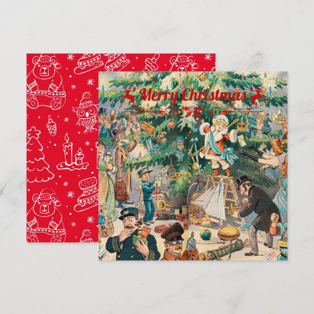 Weihnachtsbaum Lithographisch Feiertagskarte (Vorne/Hinten)