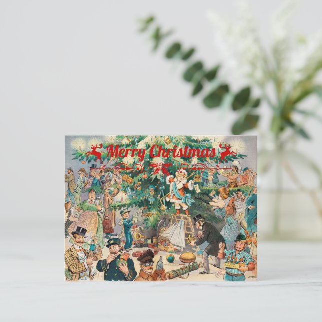 Weihnachtsbaum Lithographisch Feiertagspostkarte (Stehend Vorderseite)