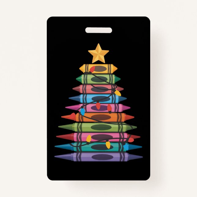Weihnachtsbaum Made of Crayons School Teacher Life Ausweis (Vorderseite)