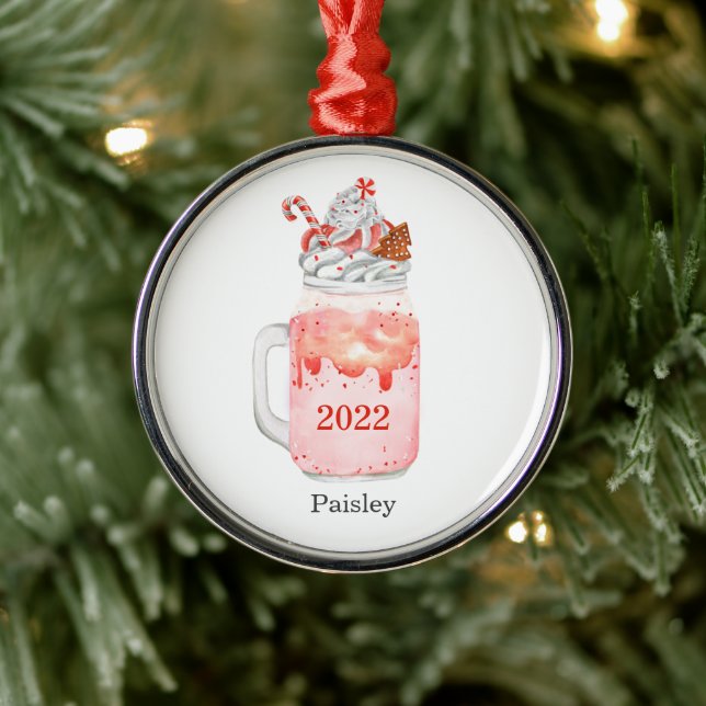 Weihnachtsbaum Mason Jar Peppermint Milkshake Jahr Ornament Aus Metall (Baum)