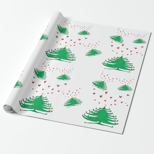 Weihnachtsbaum Matte Wrapping Paper, 30 in x 2 ft Geschenkpapier (Ungerollt)