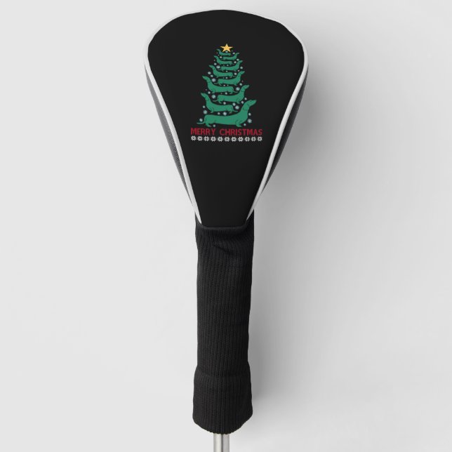 Weihnachtsbaum Merry Xmas Dackel Hunde Liebe Golf Headcover (Vorderseite)