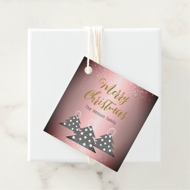 Weihnachtsbaum Metallic Pink Familienurlaub Geschenkanhänger (Beispiel)