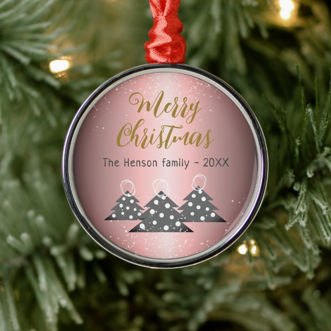 Weihnachtsbaum Metallic Pink Festive Familie Ornament Aus Metall (Baum)