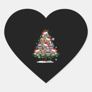 Weihnachtsbaum Mexican Blume Sugar Skull Santa Ha Herz-Aufkleber