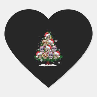 Weihnachtsbaum Mexican Blume Sugar Skull Santa Ha Herz-Aufkleber