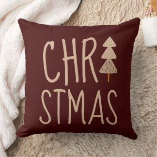 Weihnachtsbaum Minimalist Skandinavisch Rot Kissen