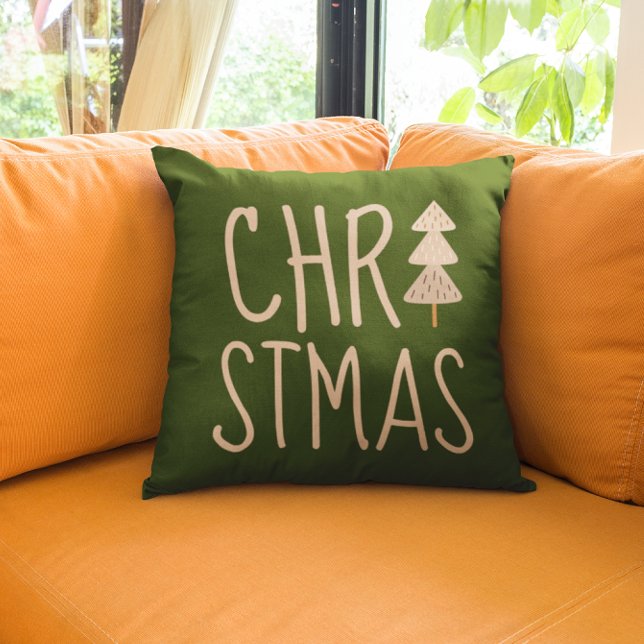Weihnachtsbaum Minimalistische skandinavische Grün Kissen (Von Creator hochgeladen)