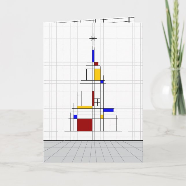 Weihnachtsbaum - Minimalistisches Grid Feiertagskarte (Vorderseite)