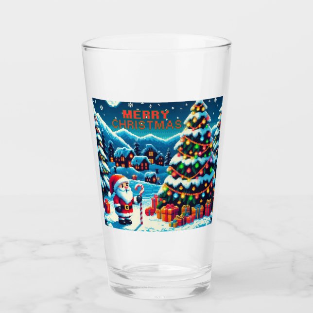 Weihnachtsbaum mit 8 bit und Weihnachtsmann Glas (Vorderseite)