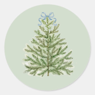 Weihnachtsbaum mit Blauer Kuh Runder Aufkleber