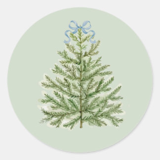 Weihnachtsbaum mit Blauer Kuh Runder Aufkleber