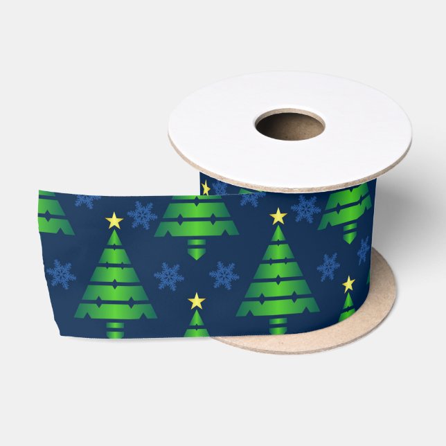 Weihnachtsbaum mit Blauer Schneeflocke und Hinterg Satinband (Spule)