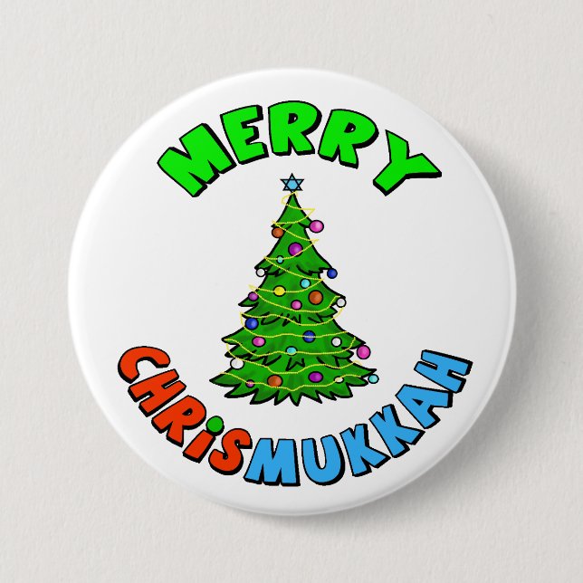 Weihnachtsbaum mit Davidsstern Auf Spitzenknopf Button (Vorderseite)