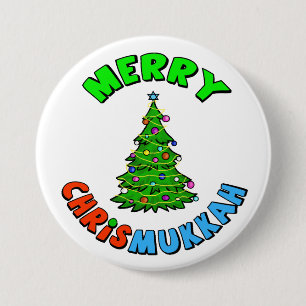 Weihnachtsbaum mit Davidsstern Auf Spitzenknopf Button