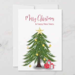 Weihnachtsbaum mit der Red präsenten Flat Holiday Feiertagskarte