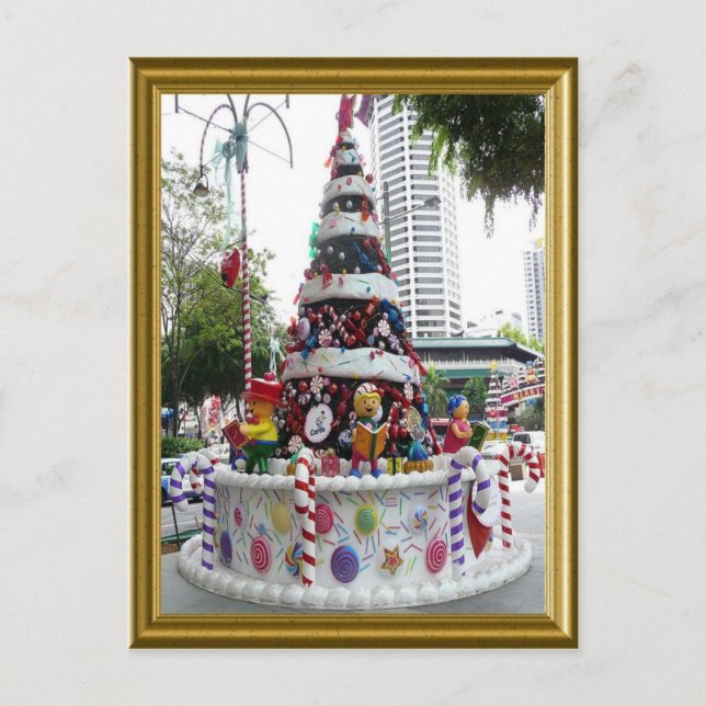 Weihnachtsbaum mit Eis Feiertagspostkarte (Vorderseite)