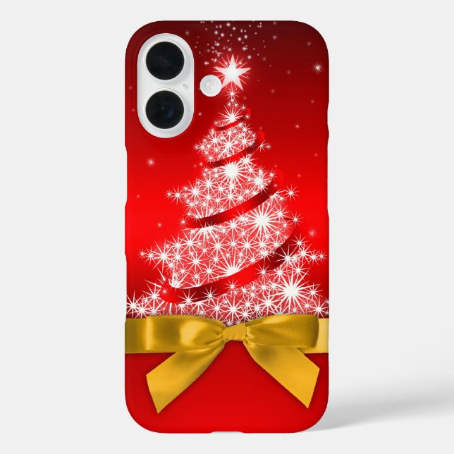 Weihnachtsbaum mit Fake Bow iPhone 16 Hülle (Rückseite)