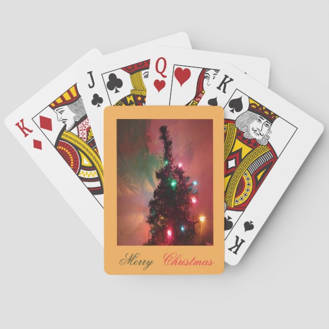 Weihnachtsbaum mit farbenfrohen Lichtern Spielkart Spielkarten (Rückseite)