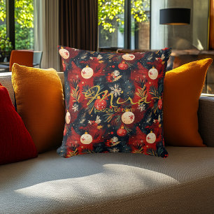 Weihnachtsbaum mit festem Design und Zitat Kissen