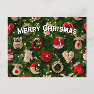 Weihnachtsbaum mit Filzspielzeug Feiertagspostkarte