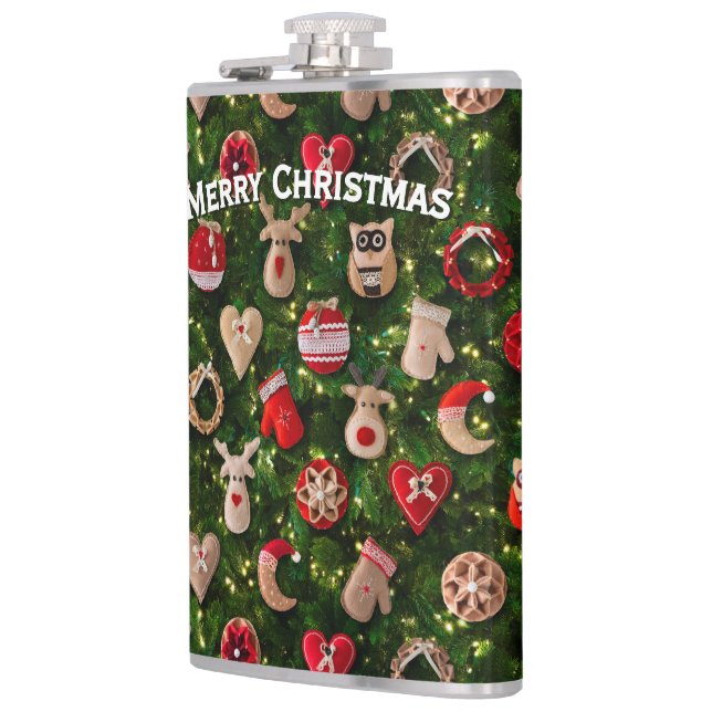 Weihnachtsbaum mit Filzspielzeug Flachmann (Links)