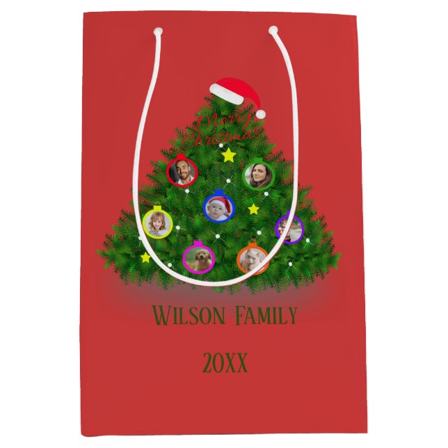Weihnachtsbaum mit Fotos Mittlere Geschenktüte (Vorderseite)