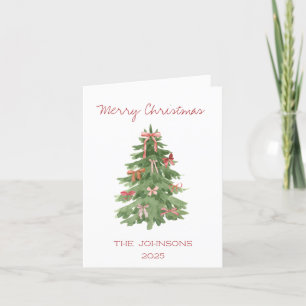 Weihnachtsbaum mit geklappter Weihnachtskarte Feiertagskarte