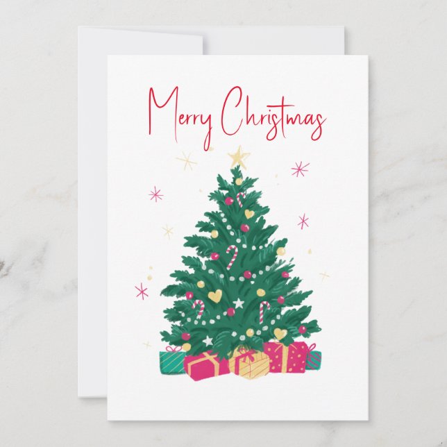 Weihnachtsbaum mit Geschenken Feiertagskarte (Vorderseite)