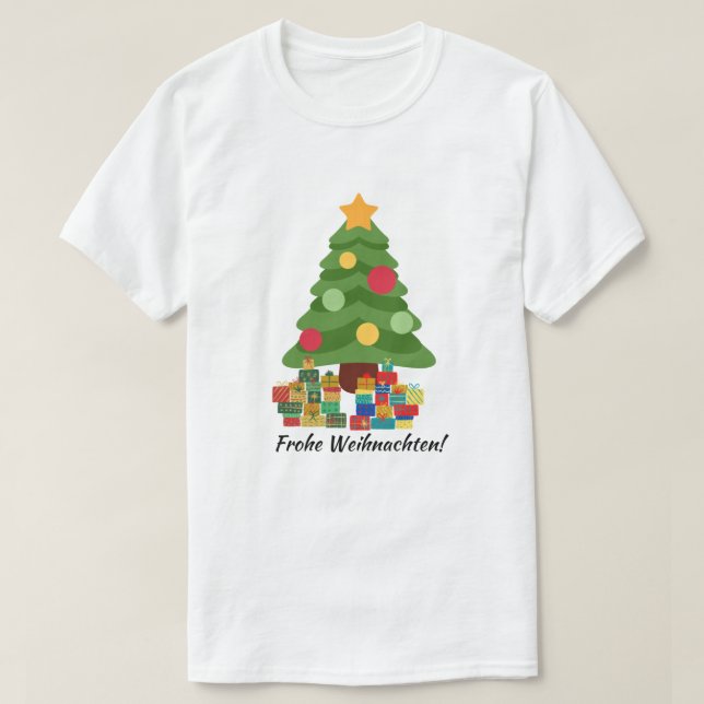 Weihnachtsbaum mit Geschenken Frohe Weihnachten! T-Shirt (Design vorne)