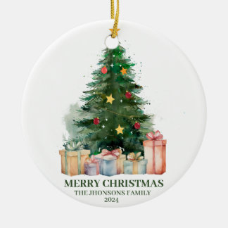 Weihnachtsbaum mit Geschenken Keramik Ornament