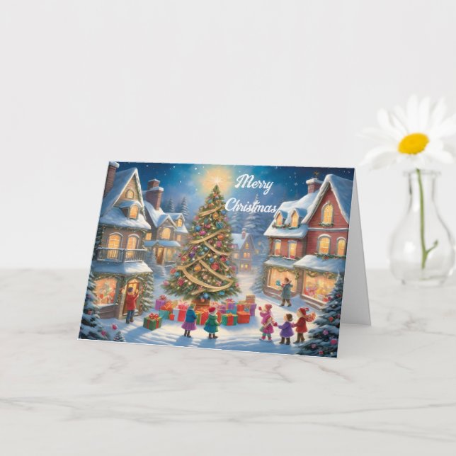 Weihnachtsbaum mit Geschenken und Kinder feierlich Karte (Kleine Pflanze)