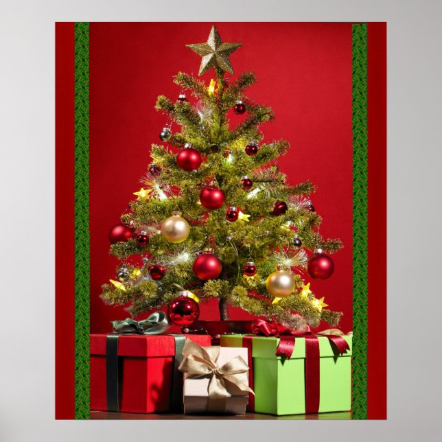 Weihnachtsbaum mit Geschenkplakat Poster (Vorne)